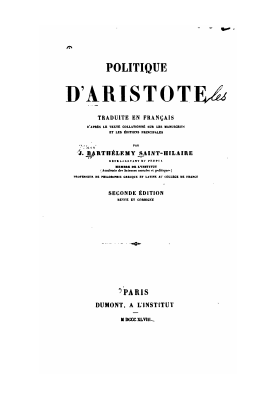 Couverture de Aristote - Politique (trad. Barthelemy Saint-Hilaire.pdf